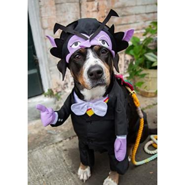 Imagem de Fantasia de cachorro vampiro Krewe para cães e gatos | Fantasias de drácula da Vila Sésamo para cães e gatos | Pequeno, Médio, Grande e GG