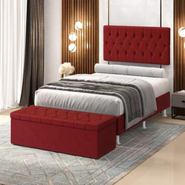 Imagem de Kit Painel Centaurus 140 e Calçadeira Sagitarius Veludo Aradecor, Verm