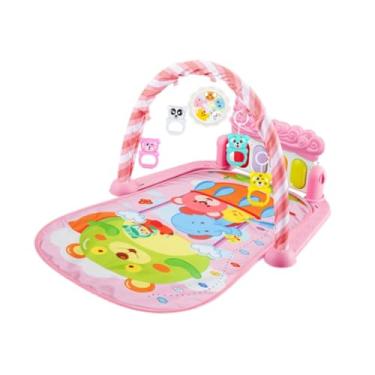 Imagem de Kokiya Tapete musical para bebês com chocalhos e elementos interativos, Balão de Ar Quente Rosa, Tamanho real