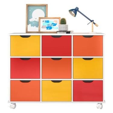 Imagem de Nicho Organizador 9 Gavetas com Rodízios Branco/Colorido - Qmovi, Bran