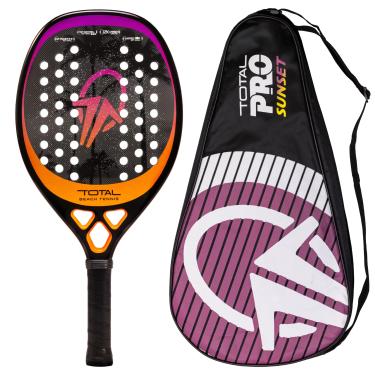 Imagem de Raquete Beach Tennis Carbono 12k Total Pro Sunset + Capa | Leve e equilibrada | 1 ano de garantia