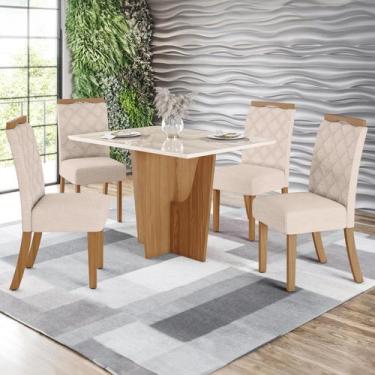 Imagem de Mesa de Jantar 4 Lugares Artemis com Vidro Nature/Off White/Linho - Pa