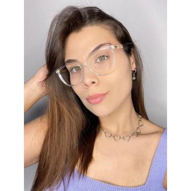 Imagem de Armação Óculos Grau Feminino Gatinho Giulia Transparente - Palas Eyewe