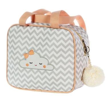 Imagem de Bolsa Maternidade Nuvem Chevron Cinza e Rosê P - Talismã