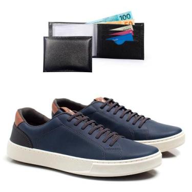Imagem de Sapatênis Masculino Cadarço Conforto Casual + Carteira Kit 2 - Épico, 