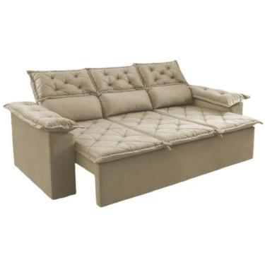 Imagem de Sofá Top Compact 2 metros Retrátil e Reclinável 3 Lugares Suede Bege- 