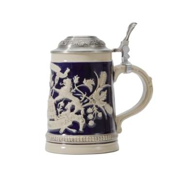 Imagem de HAUCOZE Caneca de cerveja caneca alemã bávara bebida viking tanque com tampa Petwer para homens pai marido 0,6 litro