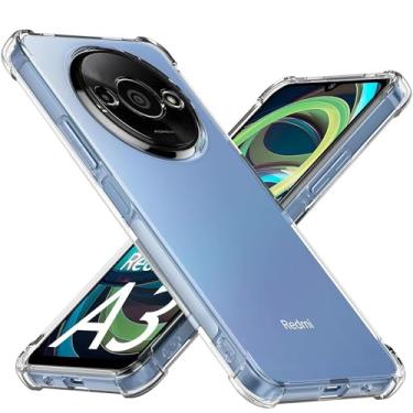 Imagem de USTIYA Capa para Redmi A3 Uso Resistente, Bumper Absorção Choques em TPU Transparente Protector Câmera Espessamento nas Quatro Pontas da Carcasa