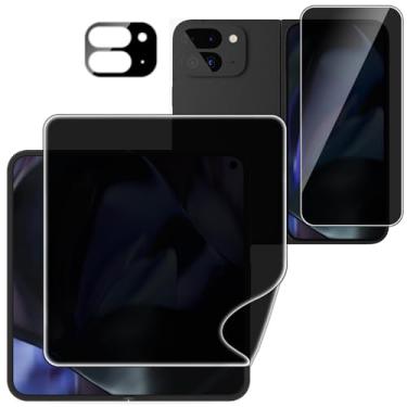 Imagem de [1 conjunto] Protetor de tela de privacidade compatível com Google Pixel 9 Pro Fold, 1 pacote de filme interno anti-espião + 1 pacote de protetor de tela externo de vidro de privacidade + 1 pacote de