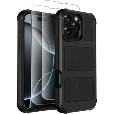 Imagem de Temcase Capa protetora para iPhone 16 Pro [com protetor de tela X2], camada dupla resistente, resistente, antiderrapante, à prova de choque, capa protetora para Apple iPhone 16 Pro de 6,3 polegadas