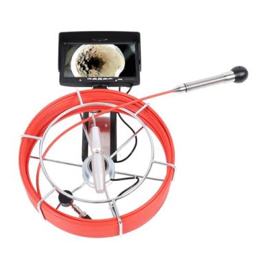 Imagem de Câmera de Esgoto Autonivelante HD Tela Tubo Boroscópio Inspeção de Drenagem IP68 Câmera de Encanamento à Prova D'água (Aço inoxidável 304 + safira)