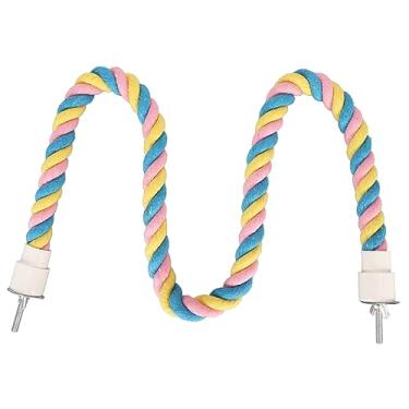 Imagem de Poleiro de corda de algodão para pássaros, suporte de poleiro de cordas de algodão mastigáveis ​​dobráveis ​​coloridas, brinquedo de corda de papagaio de escalada segura para (OKJHFDTjZEaYj-11)