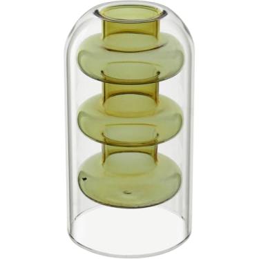 Imagem de VASO DECORATIVO PAREDE DUPLA HOME&CO BOROSSILICATO 15x8x8cm ÂMBAR