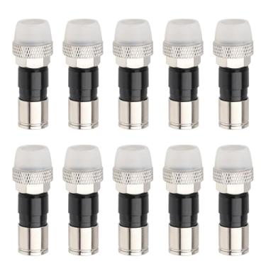 Imagem de MOOKEERF Conectores de compressão RG6 pacote com 20, conectores tipo F RG6 75 Ohm, cabo coaxial RG6, encaixe de compressão com anel de vedação climática e bota de borracha à prova d'água
