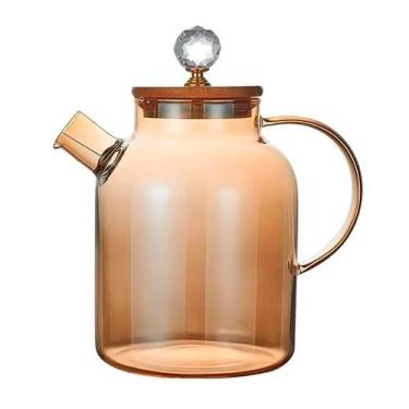 Imagem de Chaleira em Vidro Borossilicato Ambar c/Tampa de Madeira 1,8L - Lilian
