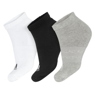 Imagem de Meia Adidas Cushioned 41 ao 43 - Pack com 3 Pares - Cinza Branca e Preta