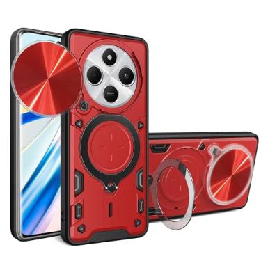 Imagem de CNPUTAO Capa para Redmi 14C 4G / Redmi A4 5G / Poco C75 com janela deslizante para câmera, suporte, material TC+TPC, capa de telefone de camada dupla antiarranhões à prova de choque, vermelha