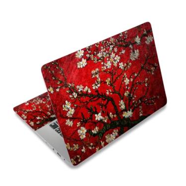 Imagem de ArtSo Adesivo para laptop, 17 17 polegadas Laptop Netbook PC Notebook Universal Vinil Reutilizável Capa Adesivo Capa de Arte Personalizada Capa Protetora de Capa de Arte Vermelha Amendoeira