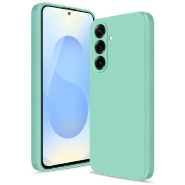 Imagem de Btstring Capa para Samsung Galaxy S25, capa de silicone macio com proteção de câmera atualizada, capa fina à prova de choque com forro de microfibra antiarranhões, verde menta