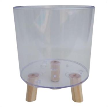 Imagem de Cachepot Acrílico Vaso Decorativo Pês De Madeira Parafusados Decorativo Decoração Cores (Transparente)