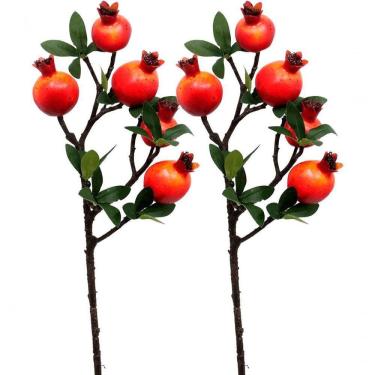 Imagem de Kit 2 Plantas Fruta Romã Artificial Decoração Natal De 60cm
