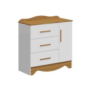 Imagem de Cômoda Bebê Clara C- 1 Porta Lisa E 3 Gavetas Branco-amendoa - Peroba