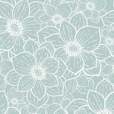 Imagem de GloryTik Papel de Parede Floral Verde Boho, 17,3 pol. × 199,9 cm, Autoadesivo Removível para Quarto e Banheiro