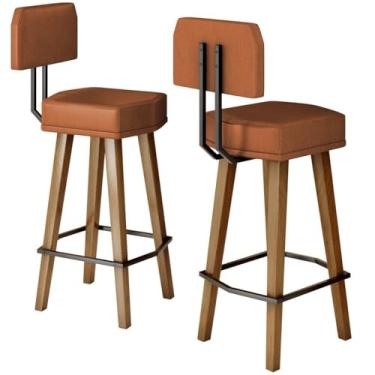 Imagem de Kit 2 Banquetas para Balcão de Cozinha Bancada Área Gourmet Estilo Industrial de Ferro Moderna Reforçada MOBLAN decor (Café, 80cm)