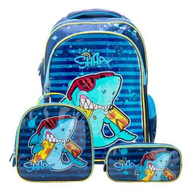 Imagem de Mochila Infantil Escolar Kit Mochila Menino Estojo Lancheira - OKI-NI,