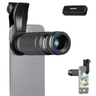 Imagem de NEEWER Lente teleobjetiva 7X com clipe de lente de telefone compatível com iPhone Samsung, 15 elementos 12 grupos, lente de telefone com ampliação de 7X para suporte de telefone de rosca de 17 mm/capa