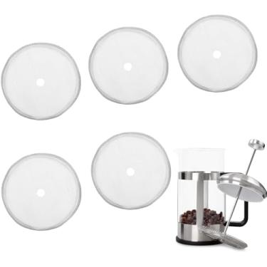 Imagem de Tela de filtro de substituição para prensa francesa, 5 peças de tela de filtro de aço inoxidável de malha 80 para cafeteira francesa de 350 ml