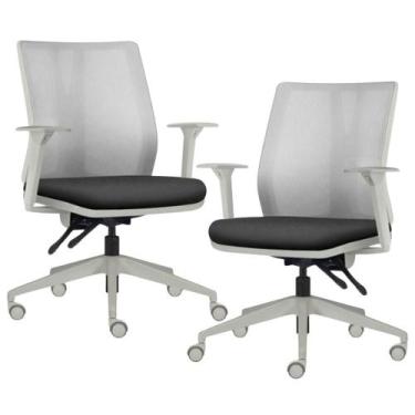 Imagem de Kit 2 Cadeiras de Escritório Giratória Diretor Flow F02 Base Cinza Sin