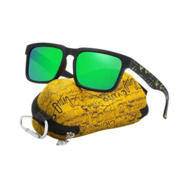 Imagem de Óculos de Sol Polarizados Pretos Foscos Masculinos - Com Estojo e Hast