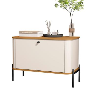 Imagem de Mesa de Cabeceira Tucupí Off White Nature Preto JB Bechara