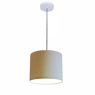 Imagem de Lustre Luminária Pendente Vivare Free Lux PE-4107BR Cúpula em Tecido 25x20cm - Algodão-crú