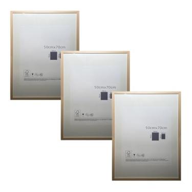 Imagem de KIT 3 Porta Retratos Quadrado de Vidro com Paspatur Expositor para Fotos 70x50 Versátil para Parede ou Balcão Outlet dos Quadros (Natural)