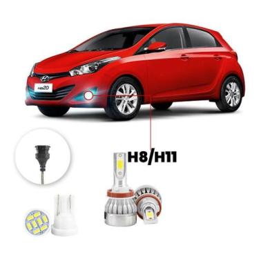 Imagem de Lampada Farol Milha Led Hyundai Hb20 2012 A 2015 H8 20000lm - V10, Bra