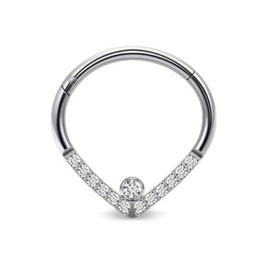 Imagem de Ruifan 20G 18G 16G Anéis de nariz de titânio para mulheres gota opala CZ clicker articulado septo nariz anel lábio hélice cartilagem argola brinco daith torre concha corpo piercing jóias para mulheres