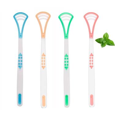 Imagem de Raspador de língua Angzhili, 4 peças de limpador de escova de língua