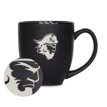 Imagem de Rico Industries NCAA Florida Southwestern State College Buccaneers 425 g Caneca de cerâmica preta fosca gravada a laser - para bebidas quentes ou frias