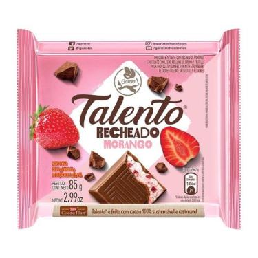 Imagem de Kit c/ 4 Chocolate ao Leite Recheio Morango Garoto Talento