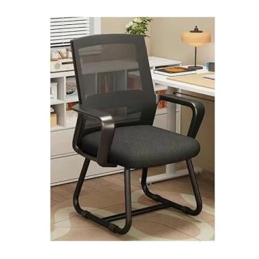 Imagem de Cadeira de escritório ergonômica com suporte lombar e encosto de malha respirável - ideal para casa e trabalho (pernas de cadeira velha - almofada de látex - preta)