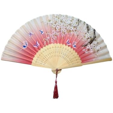 Imagem de Leque De Mão Japonês Bambu Madeira Tecido(Caramelo Sakura)