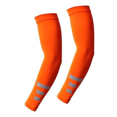 Imagem de Dynwave Mangas de braço de resfriamento, 1 par de capas de equipamento de seda gelada para tênis, jardinagem, escalada, futebol, basquete, Laranja Reflexivo