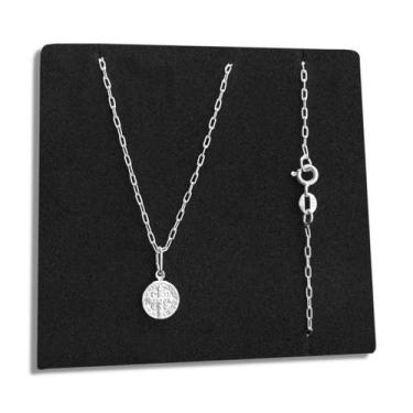 Imagem de Corrente e Pingente Medalha São Bento Prata 925 Legítima Original Ital