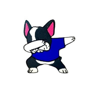Imagem de TH88 Bulldog Francês Cachorrinho Filhote de Estimação de Cachorro Bonito Logotipo de Desenho Animado 3 Adesivos Costurados Ferro em Aplique Bordado Emblema Emblema Jaqueta Camiseta Roupas Fantasia DIY