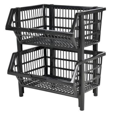 Imagem de Kit 2 Cestos Expositor Gaveta Empilhável P/ Mercearia 58cm - Mec Pet, 