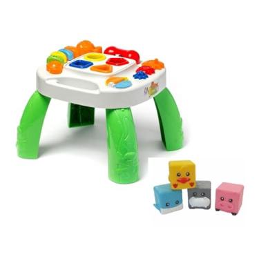 Imagem de Kit Mesa de Atividade Verde Play Time Cotiplás + Cubinhos de Animais Pais e Filhos 1996+791899
