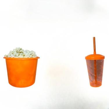 Imagem de Kit Cinema 25 Balde 1,5l Pipoca + 25 Twister Colorido 400ml (LARANJA)