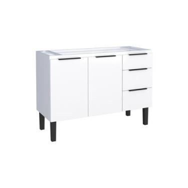 Imagem de Gabinete de Aço para pia de 120 2 Portas e 3 Gavetas, Branco - Click M